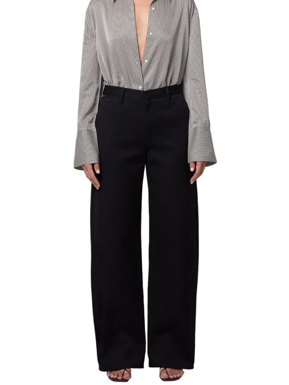 NWT $328 CITIZENS OF HUMANITY AYLA BLACK POLISH TROUSER PANTS SIZE W27 - Picture 2 of 9